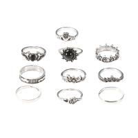 Zinc Alloy Ring Set, antique silver color plated, for woman & hollow, US Ring .5-6.5 