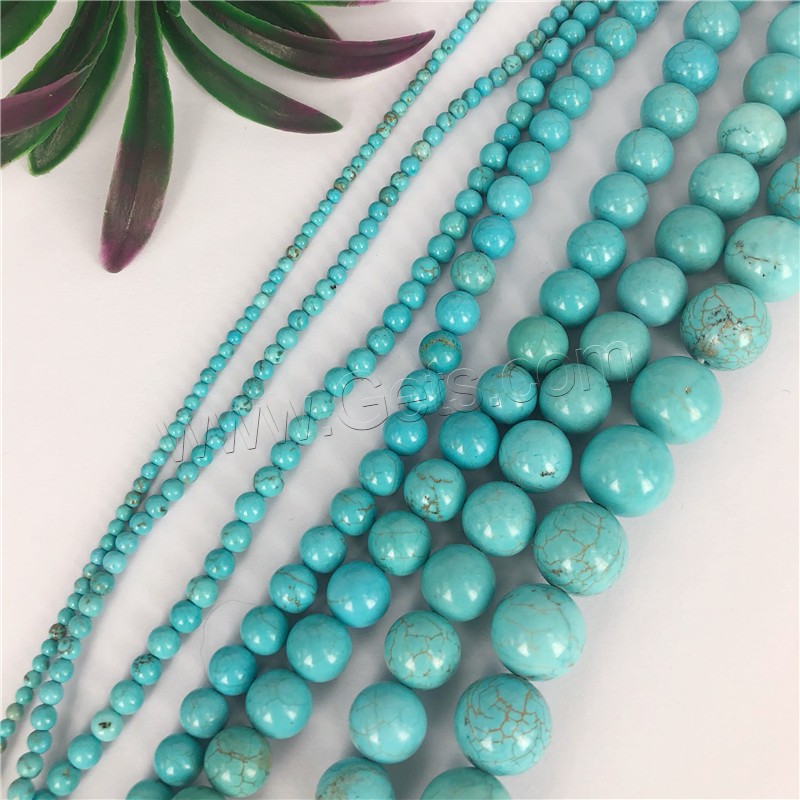 Natural Turquoise Beads, Round, DIY & different size for choice, turquoise blue, Length:Approx 16 Inch, Sold By Strand