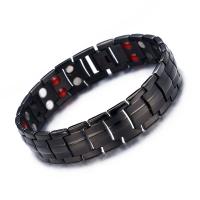 Stainless Steel Bracelet, with Germanium, black ionic, fashion jewelry & for man, 15mm 