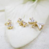 Cubic Zirconia Brass Pendants, with Cubic Zirconia, Butterfly, real gold plated, DIY & micro pave cubic zirconia Approx 1mm 