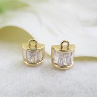Cubic Zirconia Brass Pendants, real gold plated, DIY & with cubic zirconia, 6*7mm Approx 1mm 