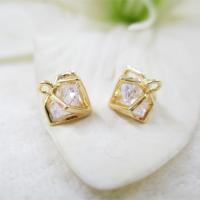 Cubic Zirconia Brass Pendants, with Cubic Zirconia, real gold plated, DIY, 8*9mm Approx 1mm 
