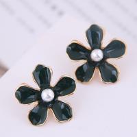 Enamel Zinc Alloy Stud Earring, stainless steel post pin, gold color plated, for woman 23mm 