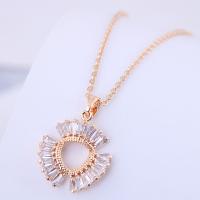 Brass Cubic Zirconia Necklace, with Cubic Zirconia, plated, for woman 420*17mm 