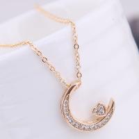 Brass Cubic Zirconia Necklace, with Cubic Zirconia, plated, for woman 420*17*14mm 