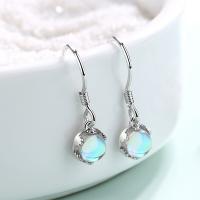 Sterling Silver Drop Earring, 925 Sterling Silver, with Sea Opal, for woman, silver color, 20mmuff0c7mm 