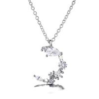 Cubic Zirconia Micro Pave Sterling Silver Necklace, 925 Sterling Silver, micro pave cubic zirconia & for woman, silver color 0c40+5cm 
