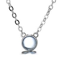 Sterling Silver Jewelry Necklace, 925 Sterling Silver, with Lampwork, for woman, silver color, 40+5cmuff0c0.7cm 