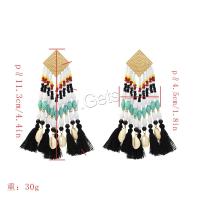 Zinc Alloy Tassel Earring, with Seedbead & Polyester & Shell, fashion jewelry & for woman 