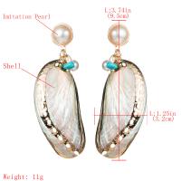 Plastic Pearl Zinc Alloy Earring, with turquoise & Trumpet Shell & Plastic Pearl, plated, fashion jewelry & for woman 
