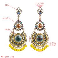 Resin Zinc Alloy Earring, with Resin, for woman & with rhinestone 