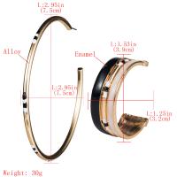 Zinc Alloy Asymmetric Stud Earrings, for woman & enamel, golden, 7.5cmX7.5cm,3.2cmX3.9cm 