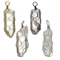 Brass Jewelry Pendants, with Clear Quartz, plated 13-24x46.5-63.5x10-16mm Approx 6.5-8mm 