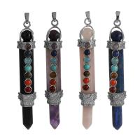 Gemstone Brass Pendants, with Gemstone silver color Approx 