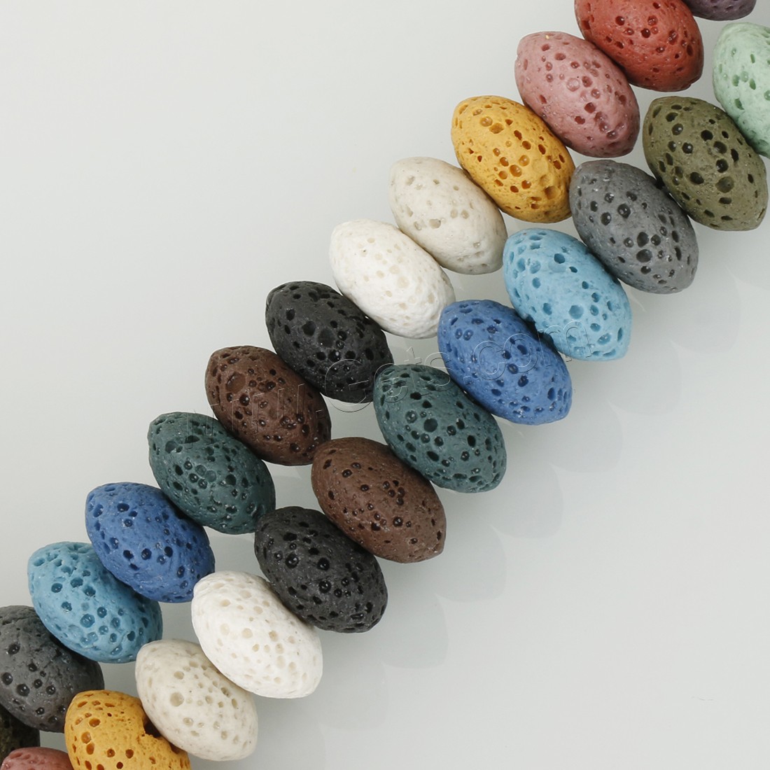 Multicolor Lava Perlen, verschiedene Größen vorhanden, farbenfroh, Bohrung:ca. 2.5mm, Länge:ca. 8 ZollInch, verkauft von Strang