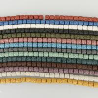 Multicolor Lava Perlen, Zylinder, keine, 8x8mm, Bohrung:ca. 2mm, Länge:ca. 15.5 ZollInch, ca. 47PCs/Strang, verkauft von Strang