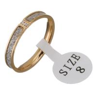 Нержавеющая сталь Rhinestone палец кольцо, нержавеющая сталь, плакированный цветом розового золота, разный размер для выбора & со стразами, 3mm, продается PC