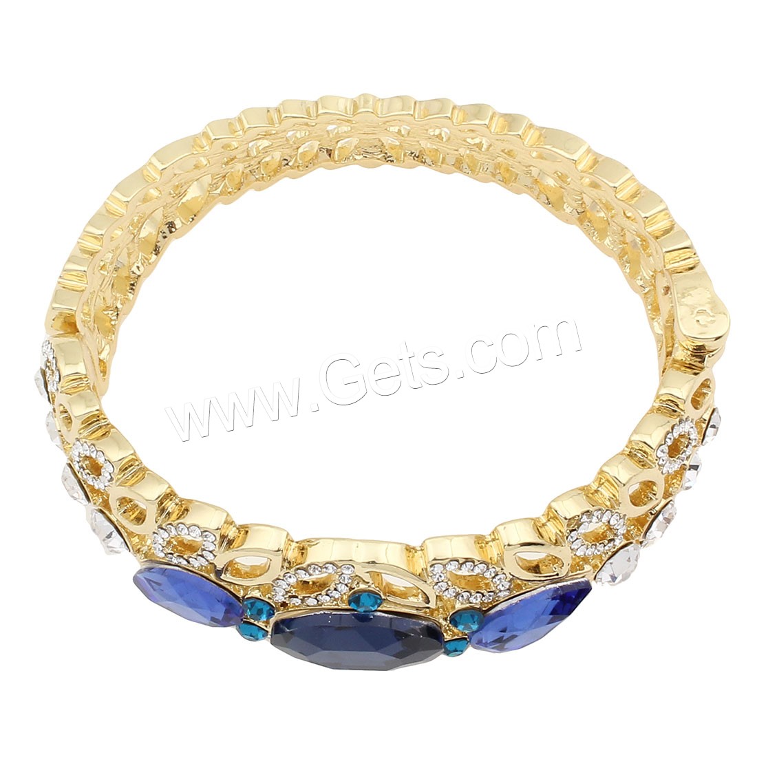 Rhinestone Zinc Alloy Bangle, with Glass, plated, Customized & with rhinestone, more colors for choice, 70x29x60.5mm, Length:Approx 7.5 Inch, Sold By PC