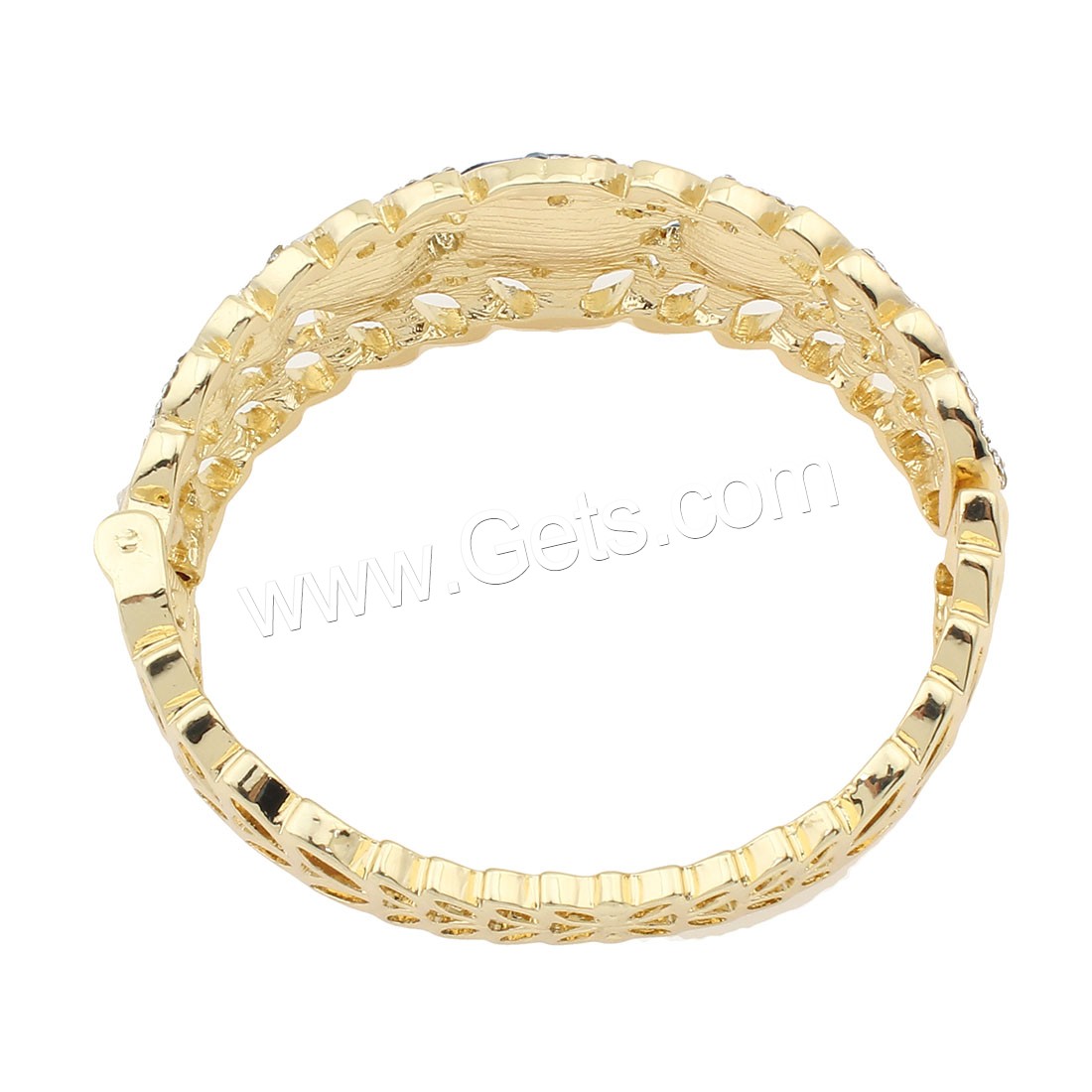 Rhinestone Zinc Alloy Bangle, with Glass, plated, Customized & with rhinestone, more colors for choice, 70x29x60.5mm, Length:Approx 7.5 Inch, Sold By PC