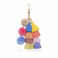 Cotton Thread Hanging Decoration, with Zinc Alloy, handmade, mixed colors 