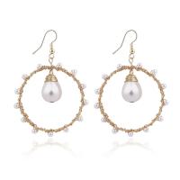 Brass Drop Earring, with Shell Pearl, hypo allergic & for woman 