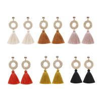 Fashion Tassel Earring, Rattan, with Cotton Thread, hypo allergic & woven pattern & for woman 