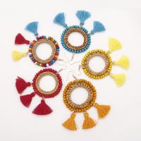 Fashion Tassel Earring, Rattan, with Cotton Thread, hypo allergic & woven pattern & for woman 