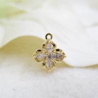 Cubic Zirconia Micro Pave Brass Pendant, with Cubic Zirconia, Four Leaf Clover, real gold plated, DIY & micro pave cubic zirconia, 10.5*9mm Approx 1mm 
