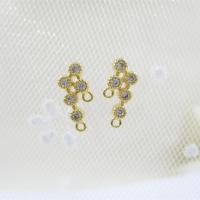 Cubic Zirconia Micro Pave Brass Earring, with Cubic Zirconia, real gold plated, DIY & micro pave cubic zirconia, 14*6mm 