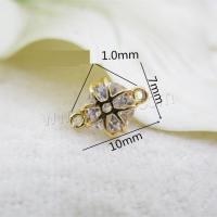 Cubic Zirconia Brass Connector, real gold plated, DIY & micro pave cubic zirconia & 2/1 loop, 7*10mm 