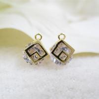 Cubic Zirconia Brass Pendants, with Cubic Zirconia, real gold plated, DIY, 8.5*6mm Approx 1mm 
