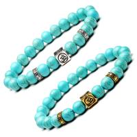 Synthetic Turquoise Bracelet, with Zinc Alloy, plated, Unisex .4 Inch 