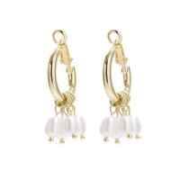 Freshwater Pearl Brass Earring, with Freshwater Pearl, plated, fashion jewelry & for woman, golden 