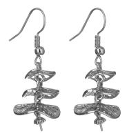 Brass Earring Drop Component, silver color plated 40mm,0.75mm,0.7mm 