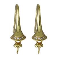 Brass Earring Drop Component, gold color plated, micro pave cubic zirconia 0.8mm,1mm,24mm 