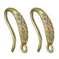 Brass Earring Drop Component, gold color plated, micro pave cubic zirconia 1mm 