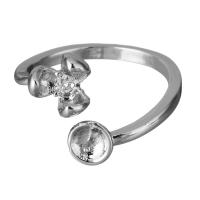 Крепления латунные кольца, Латунь, плакирован серебром, инкрустированное микро кубического циркония, 14mm,4mm,0.7mm, размер:6, продается PC