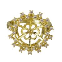 Крепления латунные кольца, Латунь, плакирован золотом, инкрустированное микро кубического циркония, 18.5mm,10.5mm,0.75mm, размер:6, продается PC