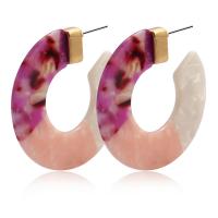 Zinc Alloy Stud Earring, with Acetate, gold color plated, random style & for woman, mixed colors, 45mm 