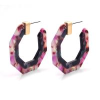 Zinc Alloy Stud Earring, with Acetate, gold color plated, random style & for woman, mixed colors, 45mm 