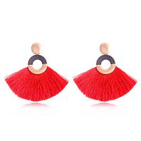 Zinc Alloy Tassel Earring, with Cotton Thread, plated, random style & for woman, mixed colors 