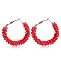 Zinc Alloy Hoop Earring, with Seedbead, plated, random style & for woman, mixed colors 