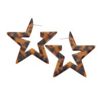 Pendientes de Perno de Aleación de Zinc, con Hoja de acetato, Estrella, chapado, enviado al azar & para mujer & hueco, color mixto, 60x55mm, Vendido por Par