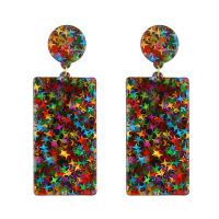 Zinc Alloy Drop Earring, with Acetate, Rectangle, plated, random style & for woman, mixed colors 