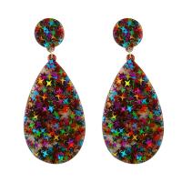 Zinc Alloy Drop Earring, with Acetate, Teardrop, plated, random style & for woman, mixed colors 