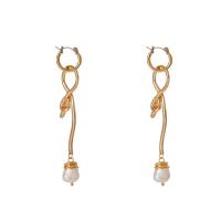 Plastic Pearl Zinc Alloy Earring, with ABS Plastic Pearl, gold color plated, for woman 