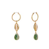 Plastic Pearl Zinc Alloy Earring, with ABS Plastic Pearl & Agate, gold color plated, for woman 