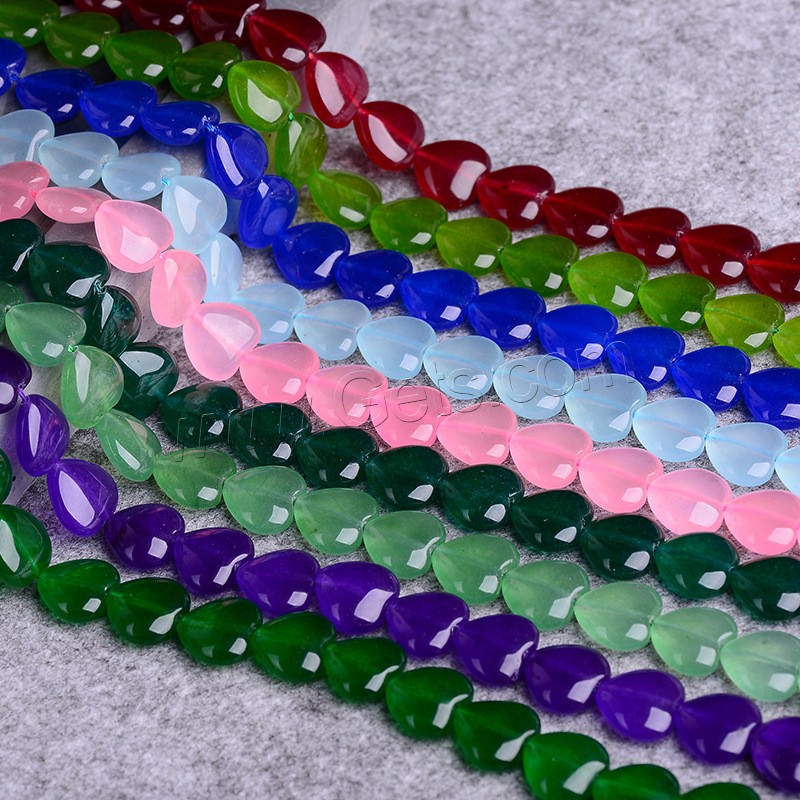 Gefärbte Jade Perlen, Edelstein, Herz, poliert, DIY & verschiedenen Materialien für die Wahl, Länge:ca. 15 ZollInch, verkauft von Strang