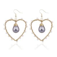 Zinc Alloy Drop Earring, with Shell Pearl & Brass, for woman 