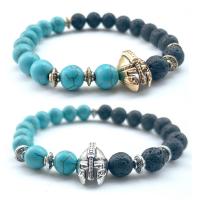 Gemstone Bracelets, Lava, with turquoise & Zinc Alloy, plated, Unisex .4 Inch 